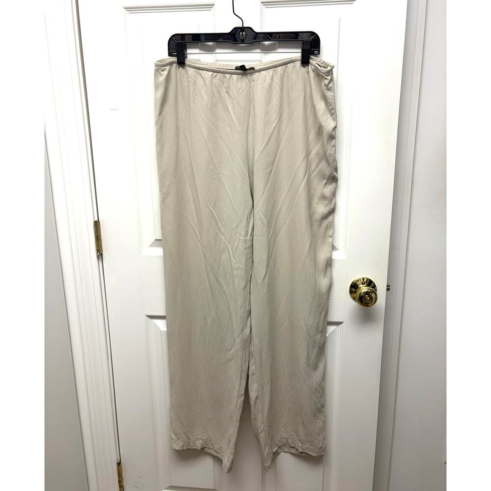 Eileen Fisher Cream Cropped Wide-Leg Pants